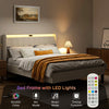Platform Bed Frame With Fabric Upholstered Headboard And Wooden Slats Support, Fully Upholstered Mattress
