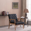 Vintage Modern Wooden Armchair In Black PU