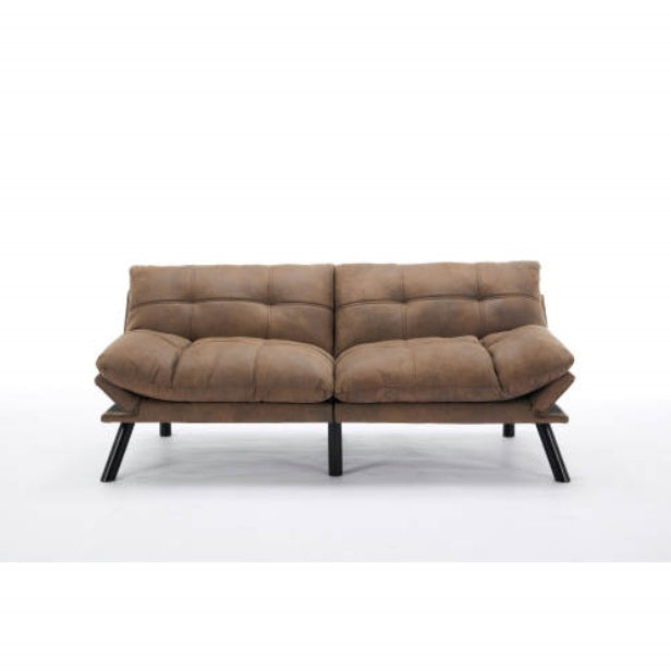 Leatehr Feeling Brown Convertible Folding Modern Sofa Bed