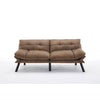 Leatehr Feeling Brown Convertible Folding Modern Sofa Bed