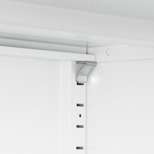 NO LOCK, Metal Storage Cabinet With 2 Doors And 2 Adjustable Shelves, Steel Storage Cabinet, Metal File Cabinet For Home Office School Gym, White