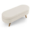 Ottoman Oval Storage Bench,Rubber Wood Legs, Beige 43.5x16x16