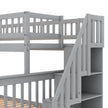 Twin Over Full Bunk Bed With Trundle And Staircase,Gray