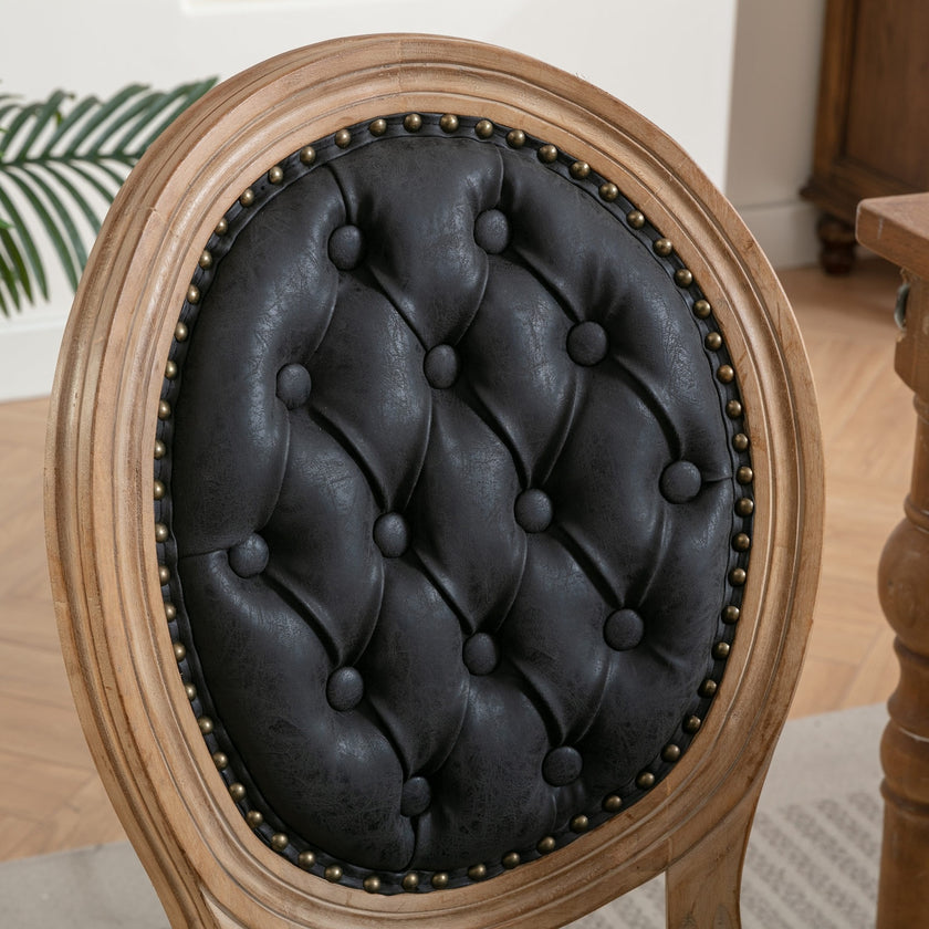 French Style Solid Wood Frame Antique Painting, PU Artificial Leather Decoration