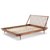 Mid-Century Modern Solid Wood Queen Platform Bed Frame With Spindle Headboard - Caramel