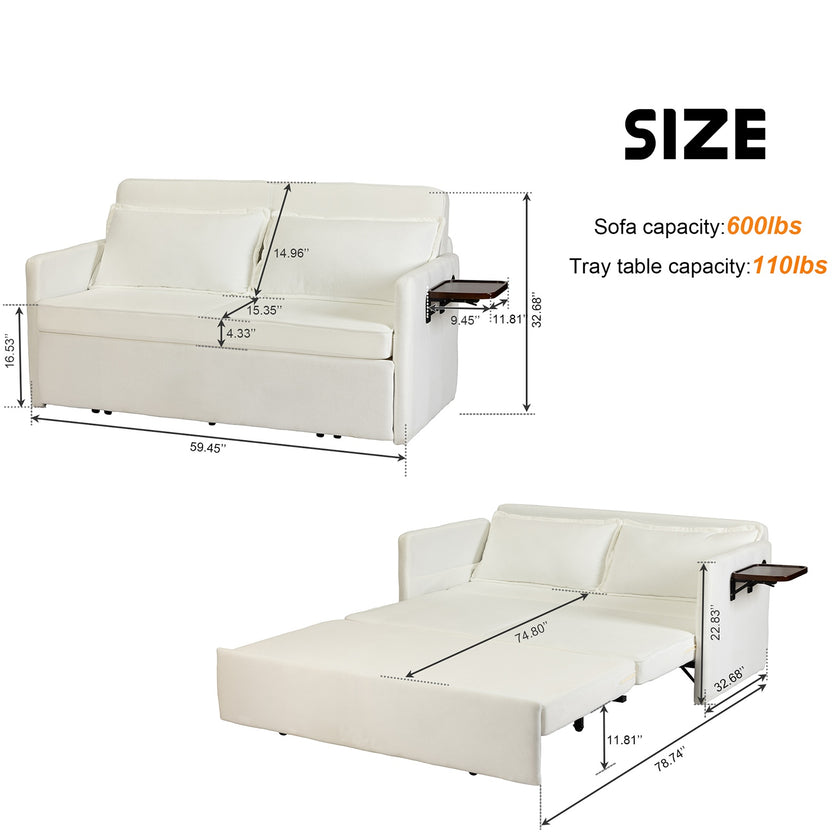 Adult Sleeper Chair Bed, 3-in-1 Convertible Sofa Chair Bed Pull-out Sofa Bed, Convenient Folding Tray Table With USB And Type-C Charging Ports Modern Loveseat For Living Room Cannot Be Sold On Temu