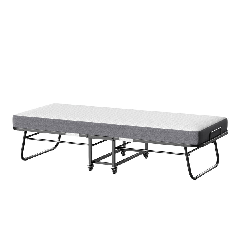 Folding Bed With Mattress  Foam Mattress All Steel Pipe Frame