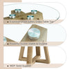 Modern And Practical Round Table. Made Of Clear Tempered Glass Top And Wood-coloured MDF Material. Suitable For Living Rooms And Bedrooms