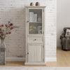 Tall Storage Cabinet, Freestanding Cabinet With Glass Door And Shelves, Sideboard Cabinet, Cabinet With Drawer For Living Room, Kitchen, Dining Room, Office, White