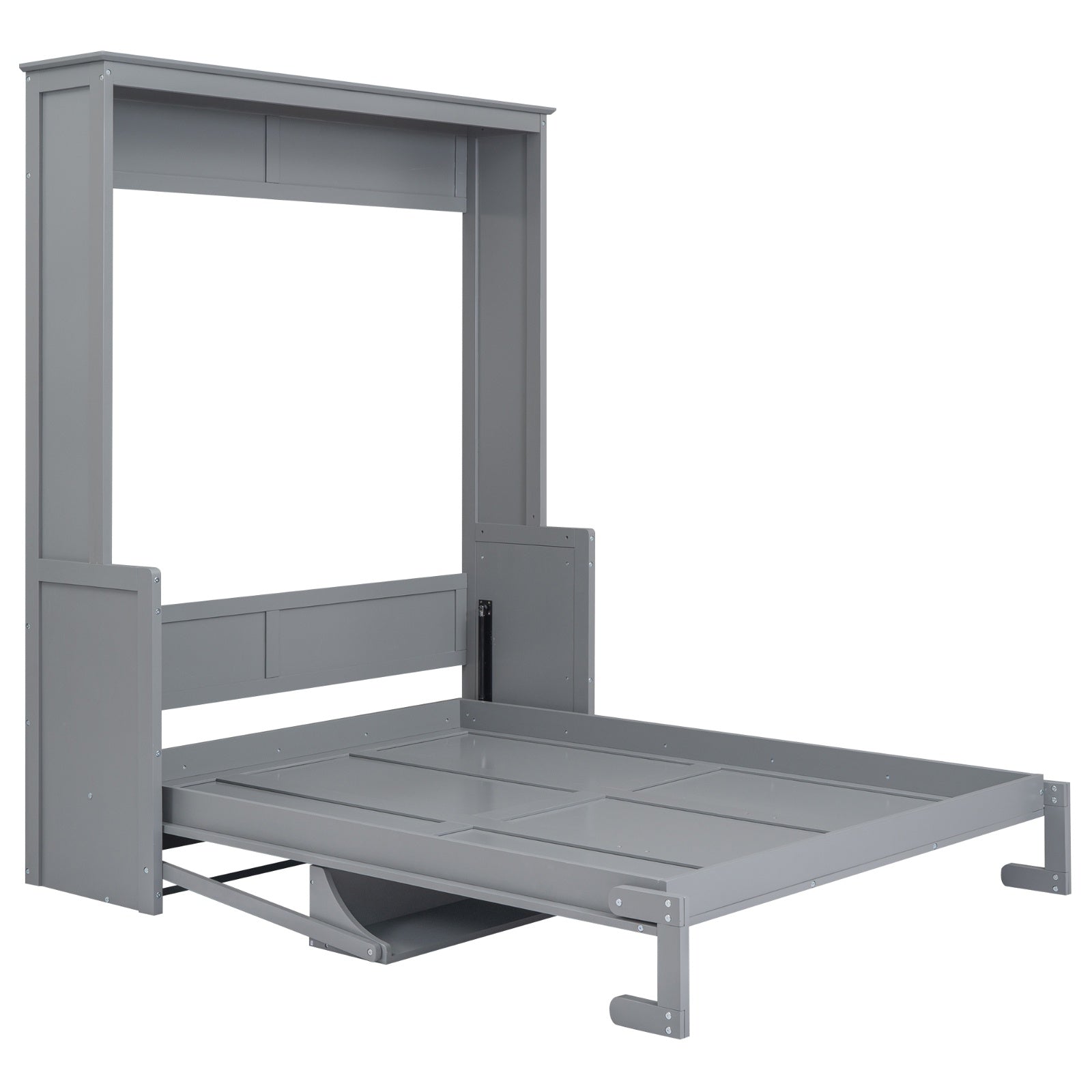 Queen Size Murphy Bed With A Shelf, Gray