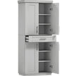 Modern Freestanding Kitchen Pantry Cabinet Cupboard With Doors And Drawer, Adjustable Shelving, Gray