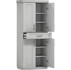 Modern Freestanding Kitchen Pantry Cabinet Cupboard With Doors And Drawer, Adjustable Shelving, Gray