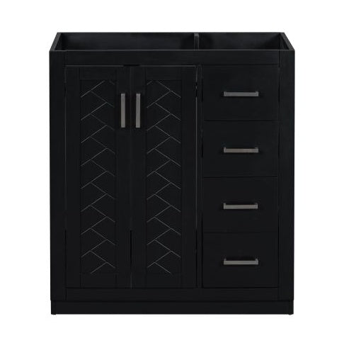 30'' Bathroom Vanity Without Sink,Solid Wood Frame Bathroom Storage Cabinet Only, Freestanding Vanity Set With 3 Drawers& Soft Closing Doors
