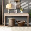 60  Antique Natural Farmhouse Console Table - Retro Wooden Entryway Table With Double Board Suspension Design, Solid Wood & MDF, Sofa Table For Living Room