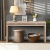 60  Antique Natural Farmhouse Console Table - Retro Wooden Entryway Table With Double Board Suspension Design, Solid Wood & MDF, Sofa Table For Living Room