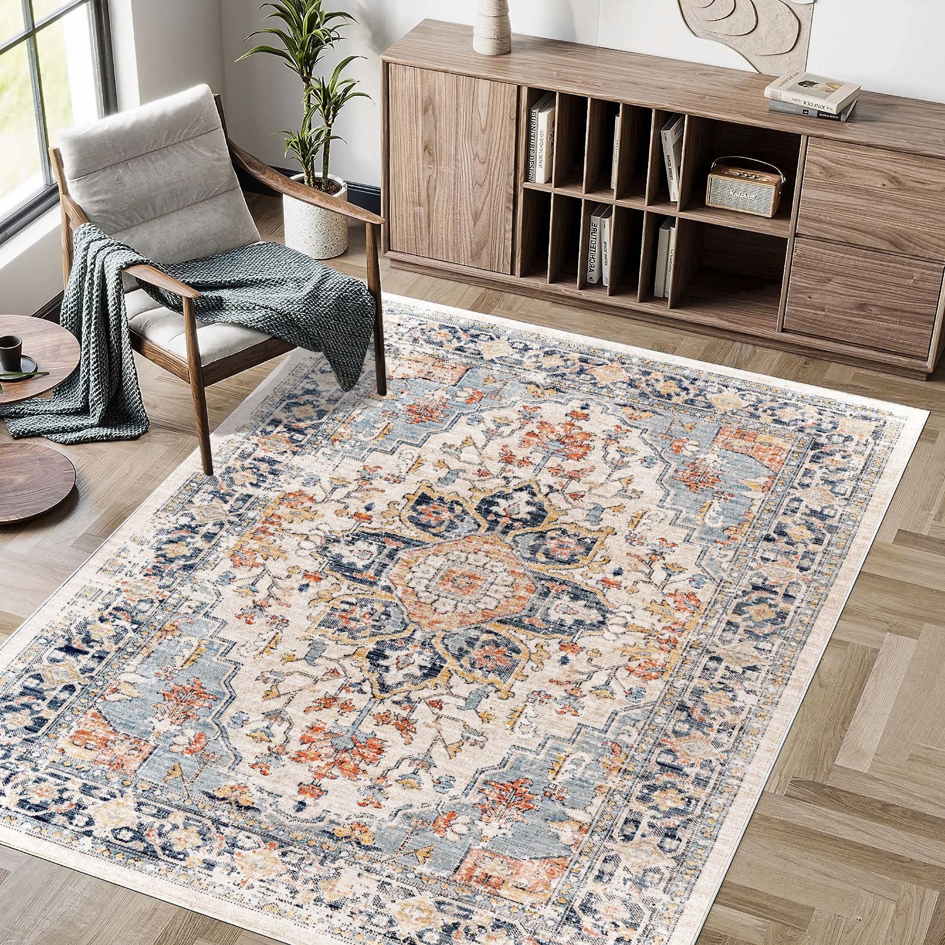 Bohemian Style Foldable Washed Cashmere Living Room Carpet