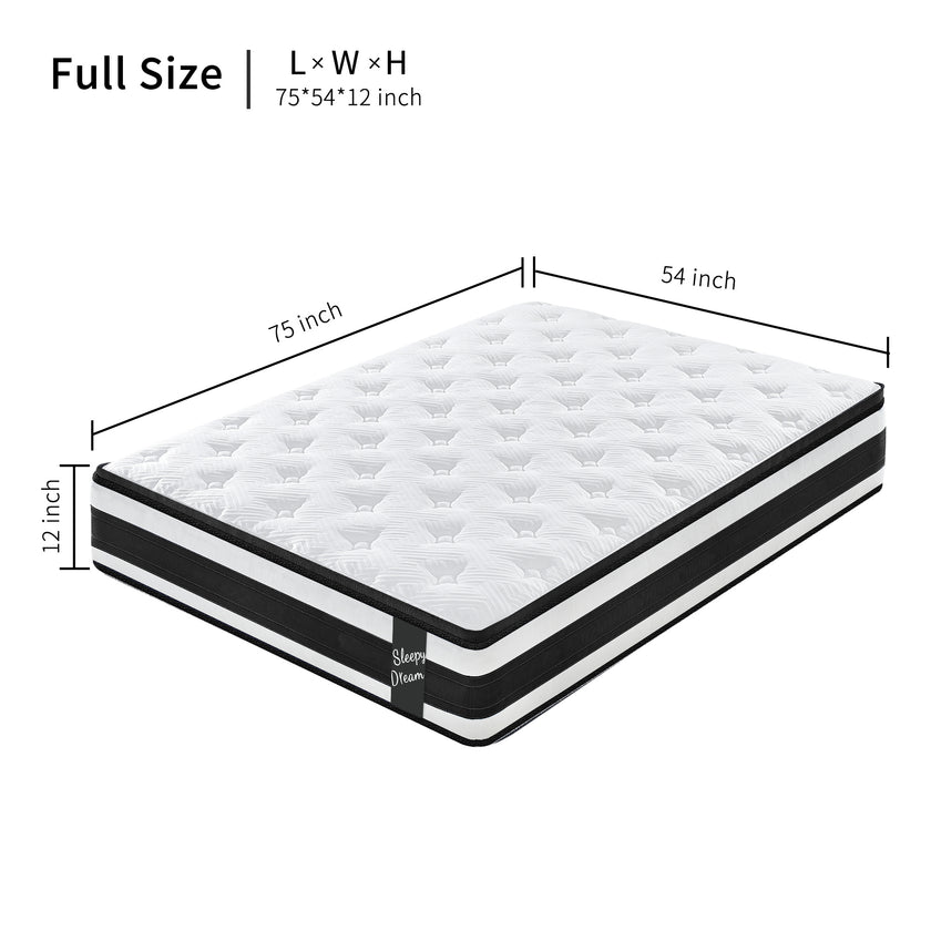 12 Inch Hybrid Mattress Individual Pocket Spring Breathable Memory Foam Knitted Cover CertiPUR-US