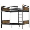 Double Bed Plus Double Bed Plus Metal Bunk Bed, Industrial Grade Detachable Bunk Bed With Safety Railing, Suitable For Teenagers, Black,
