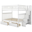 Full Over Full Bunk Bed With Two Drawers And Storage, White