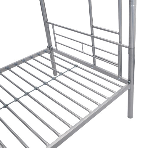 METAL BUNK BED WITH TRUNDLE SILVER