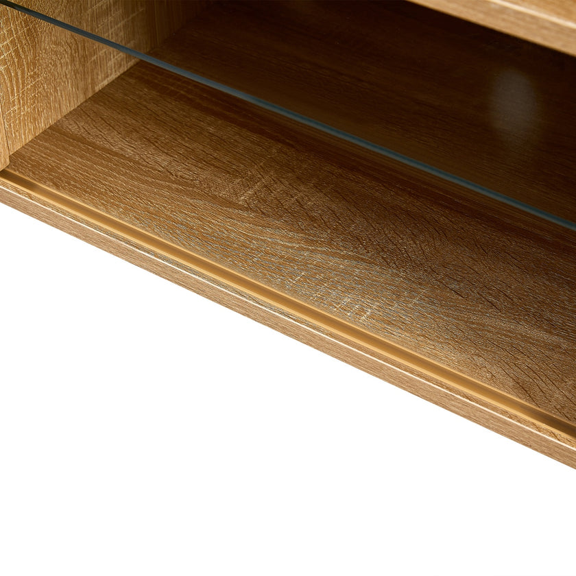 54.33  Rattan TV Cabinet With Color Light Strip   Double Sliding Doors