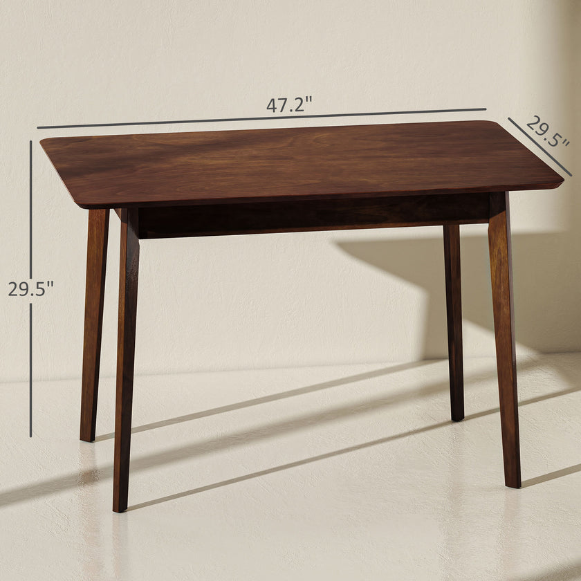 47.2 Rectangle Dining Table For 4, MidCentury Modern Kitchen Table With Rubber Wood Legs For Dining Room, Walnut