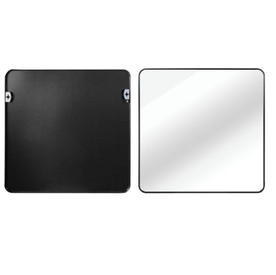 30 In X 30 In Black Metal Framed Square Bathrrom Mirror For Wall.