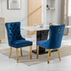 High-end Tufted Solid Wood Contemporary Velvet Upholstered Dining Chair With Golden Stainless Steel Plating Legs,Nailhead Trim,Set Of 2