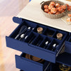 K&K Store Kitchen Cart With Rubber Wood Top, 8 Handle-Free Drawers