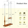 70  Industrial Coat Rack, Solid Wood & Silver Stainless Steel Clothing Rack, Double Layer Hanger For Coats, Hats, Bags, Shoes, Vintage Wood Grain  34.6  Wide