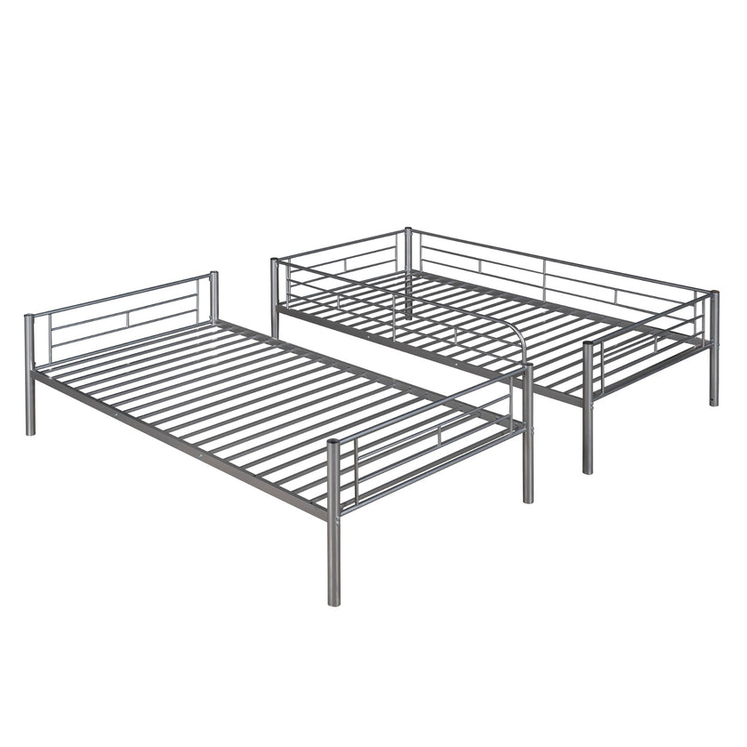 Twin Over Twin Metal Bunk Bed  Silver