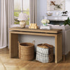 60  Antique Natural Farmhouse Console Table - Retro Wooden Entryway Table With Double Board Suspension Design, Solid Wood & MDF, Sofa Table For Living Room