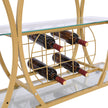 Golden Bar Cart With Wine Rack Tempered Glass Metal Frame Wine Storage