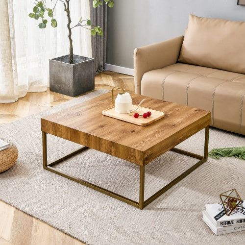 Modern Rectangular Coffee Table, Dining Table. MDF Desktop With Metal Legs. Suitable For Restaurants And Living Rooms. The Size  31.5x31.5x14.37
