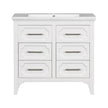 36'' Bathroom Vanity With Resin Sink Combo, Free Standing Single Vanity Set With Four Drawers, Solid Wood Frame Bathroom Storage Cabinet