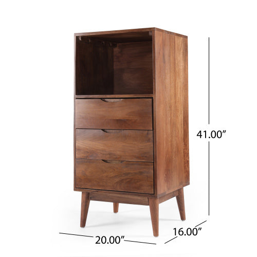 Wooden Three Bucket Cabinet