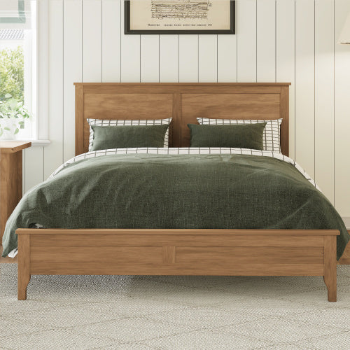 Modern Solid Wood Queen Size Platform Bed With Sturdy Wooden Slats Support,No Box Spring Needed, Seadrift