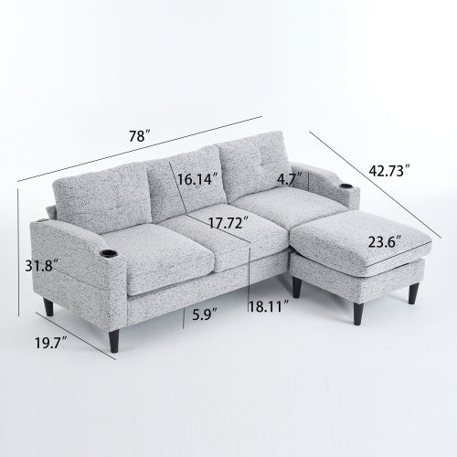 Convertible Combination Sofa Sofa LShaped Sofa With Footstools With Storage WhiteBlack Sofa For Living Room, Living Room BedroomOfficeSmall Space 3Seater Combination Sofa