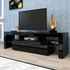 Modern Black TV Stand, 20 Colors LED TV Stand W Remote Control Lights