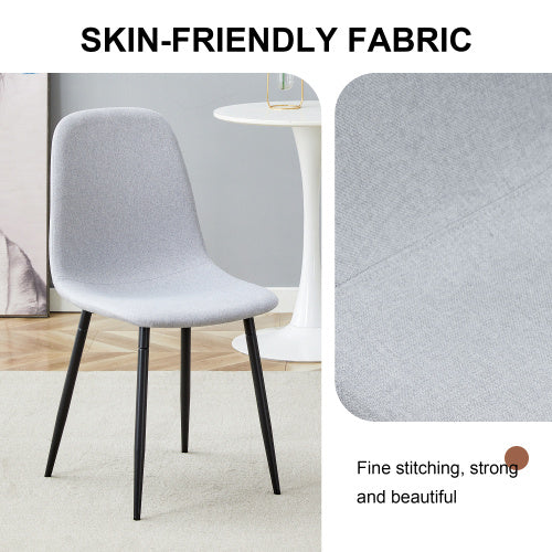 Comfortable Linen-Cotton Dining Chair Set - Four Pieces In Light Gray.Integrated Seat And Backrest,Linen-Cotton Material,Modern Home Matching.