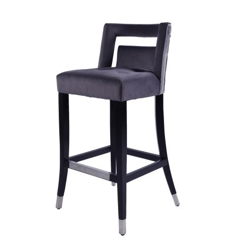 Suede Velvet Barstool With Nailheads Dining Room Chair2 Pcs Set - 30 Inch Seater Height
