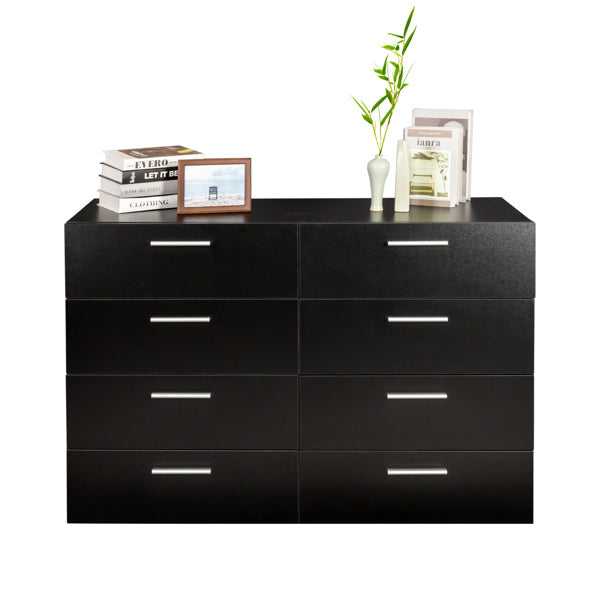 Black Particleboard Eight Drawer Cabinet
