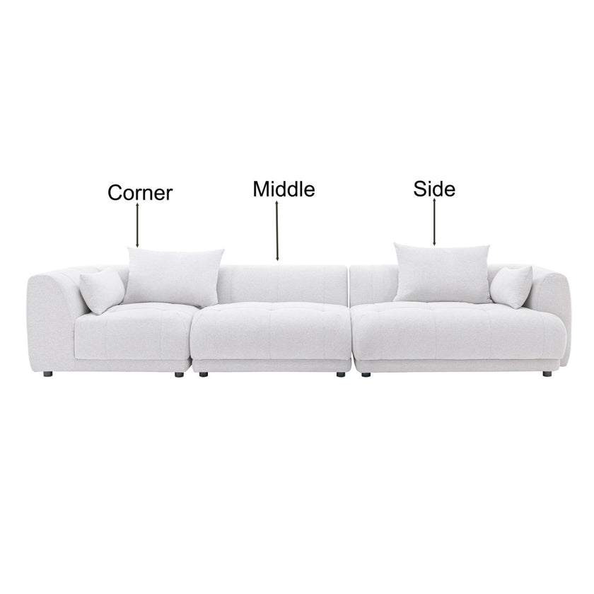 144  Sectional Couch Sofa With Ottoman,Soft Sofa Set With Ottoman For Home- Beige, Part Of Corner