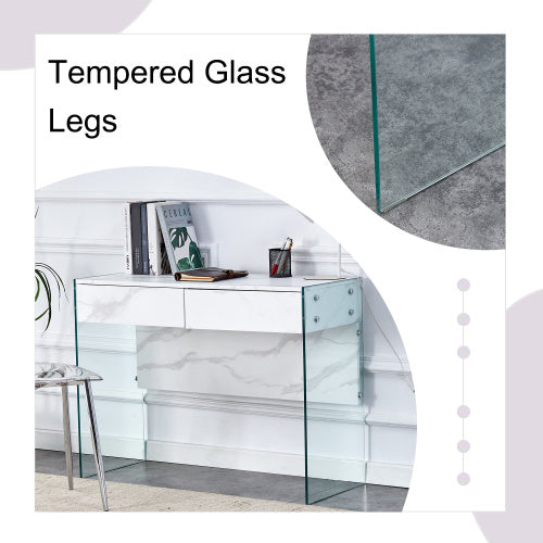 White Environmental Protection MDF Minimalist Dresser, Desk, Desktop Computer Desk, With Double Drawer Storage Space, Simple Home, Perfect For Various Styles Of Home Environment.