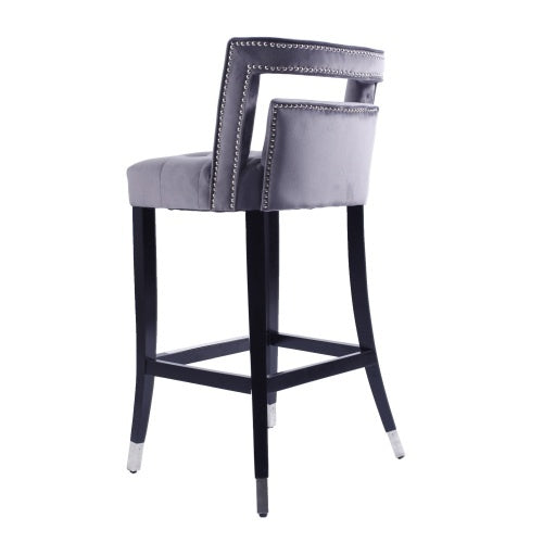 Suede Velvet Barstool With Nailheads Dining Room Chair2 Pcs Set - 30 Inch Seater Height
