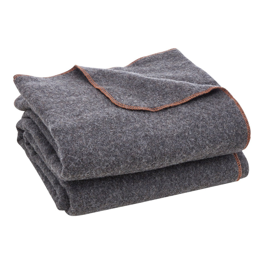 Wool Camping Blanket 64X 88 Warm For Camping Hiking Travel Light Grey