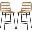 Rattan Counter Bar Stools Set Of 2, 26 Counter Height Barstools With Back, Bar Chairs For Kitchen Island, Brown