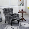 Vintage Armchair Sofa Comfortable Upholstered Leisure Chair  Recliner Chair For Living Room Grey Check