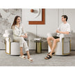 360 Degree Barrel Swivel Accent Sofa Chair,Fluffy Fabric Lounge Wide Upholstered Reading Chair With Gold Metal Legs, Comfortable Round Armchair For Living Room,Bedroom,Office