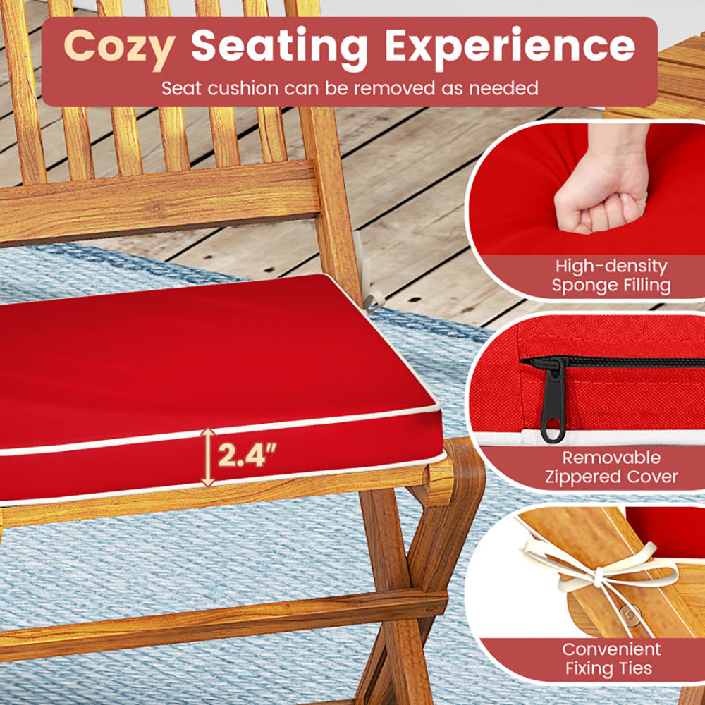 Outdoor Folding Chairs With Seat Cushions Set Of 2